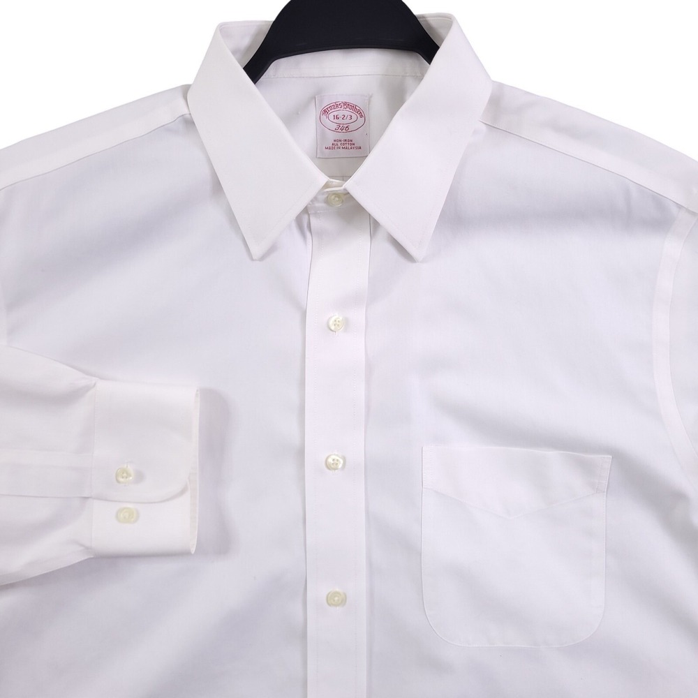 Brooks Brothers Dress Shirt Mens 16 32/33 Regular Fit Non Iron Solid White